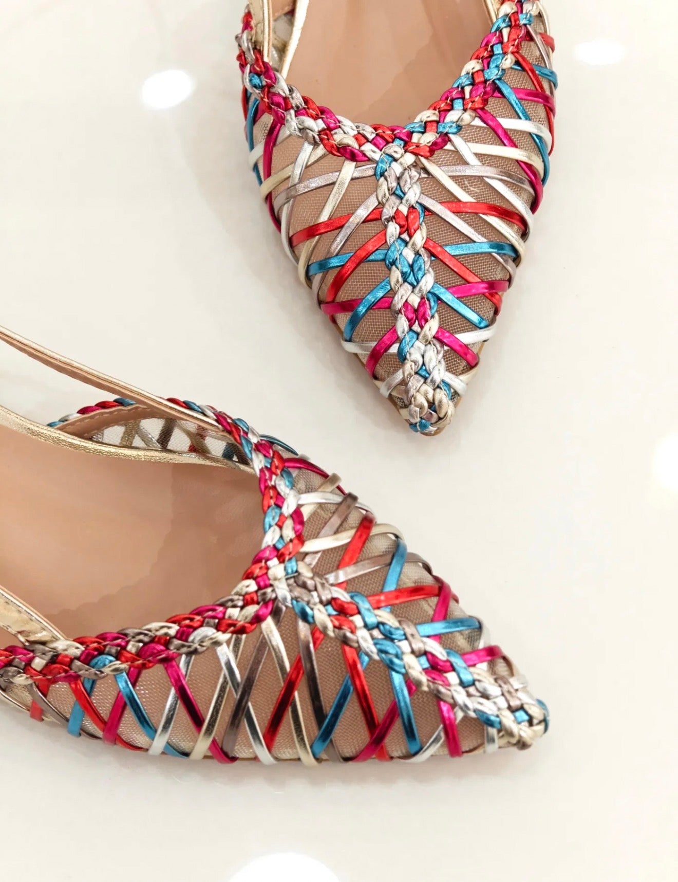 Ballerines Slingback tressées multicolores
