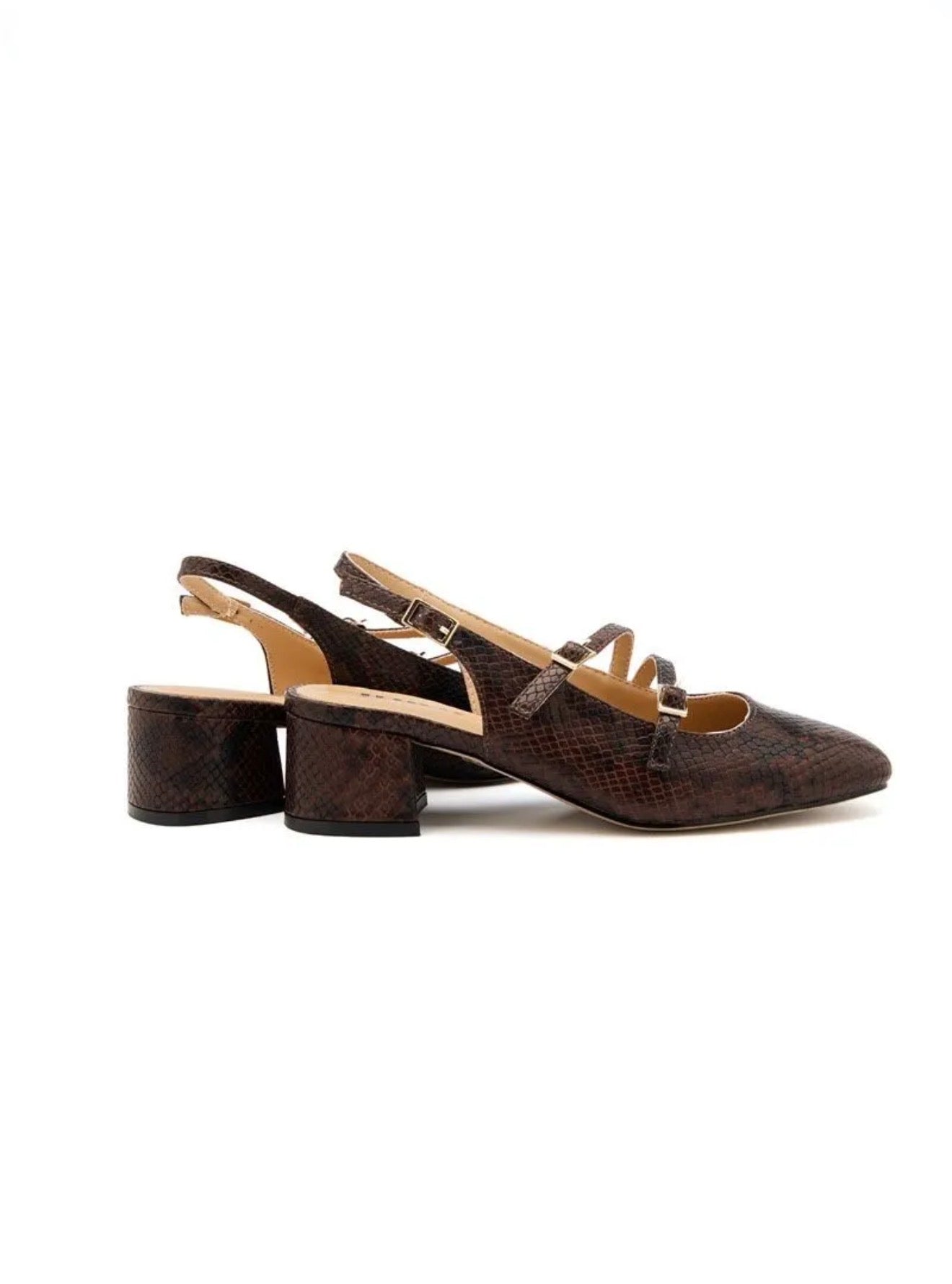 Babies Slingback Effet Python Marron à Talon