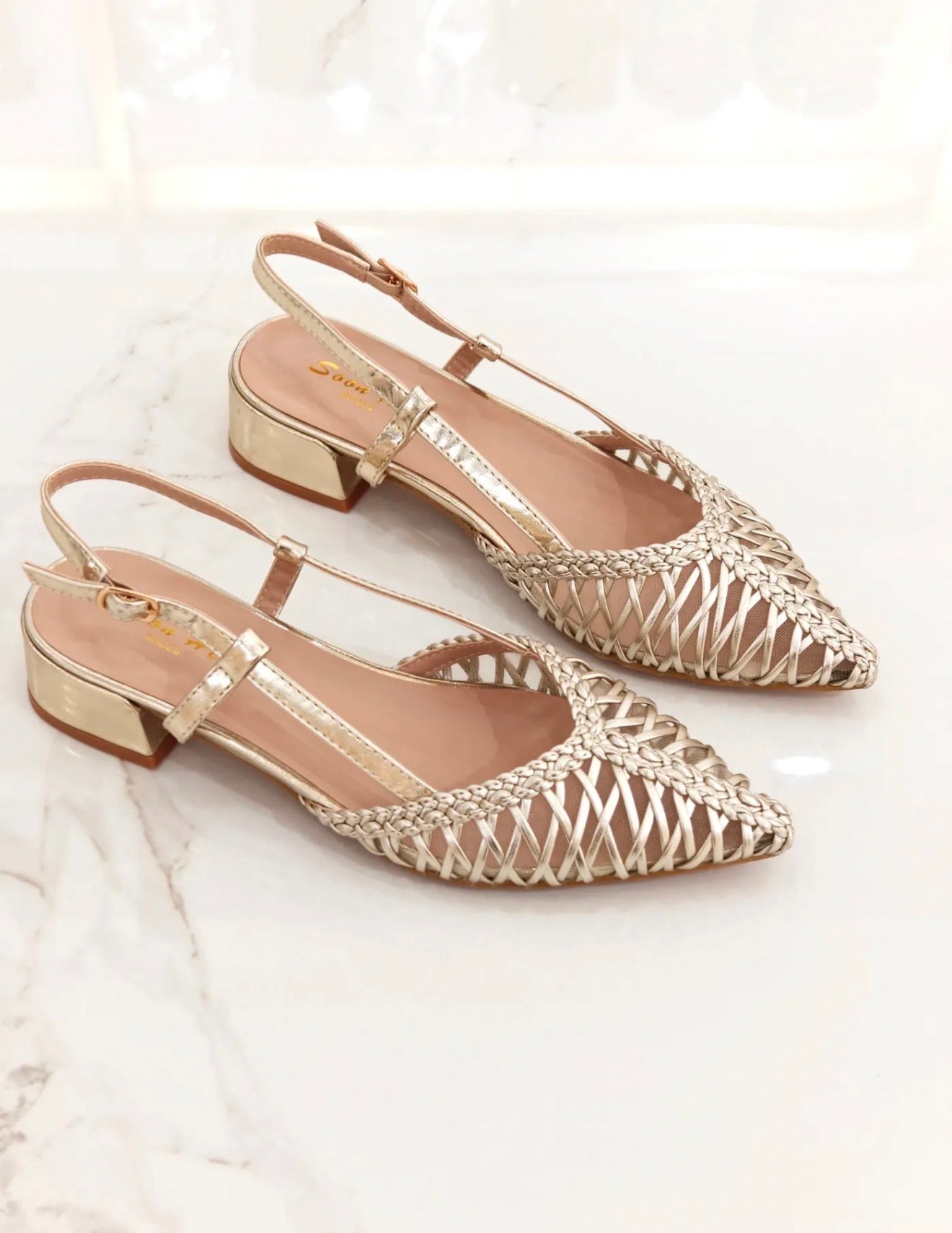 Ballerines Slingback tressées multicolores