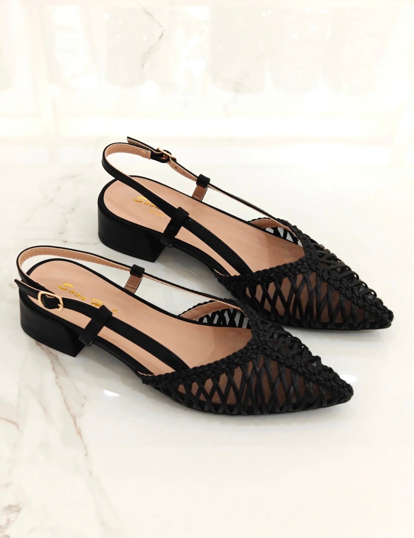 Ballerines Slingback tressées multicolores