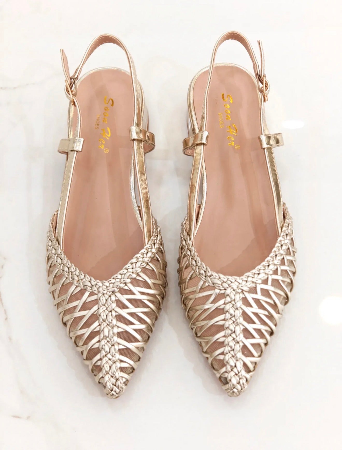 Ballerines Slingback tressées multicolores