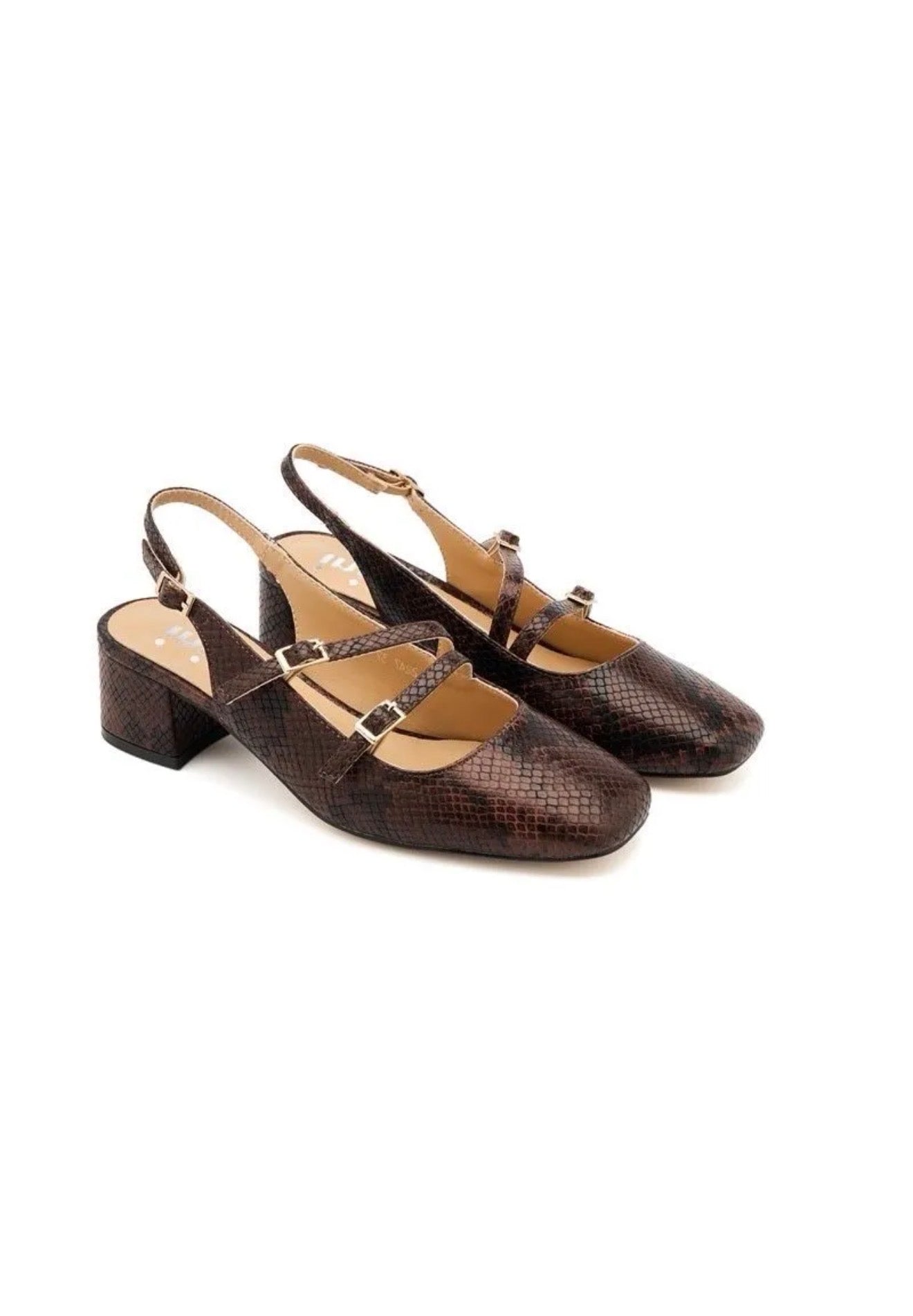 Babies Slingback Effet Python Marron à Talon