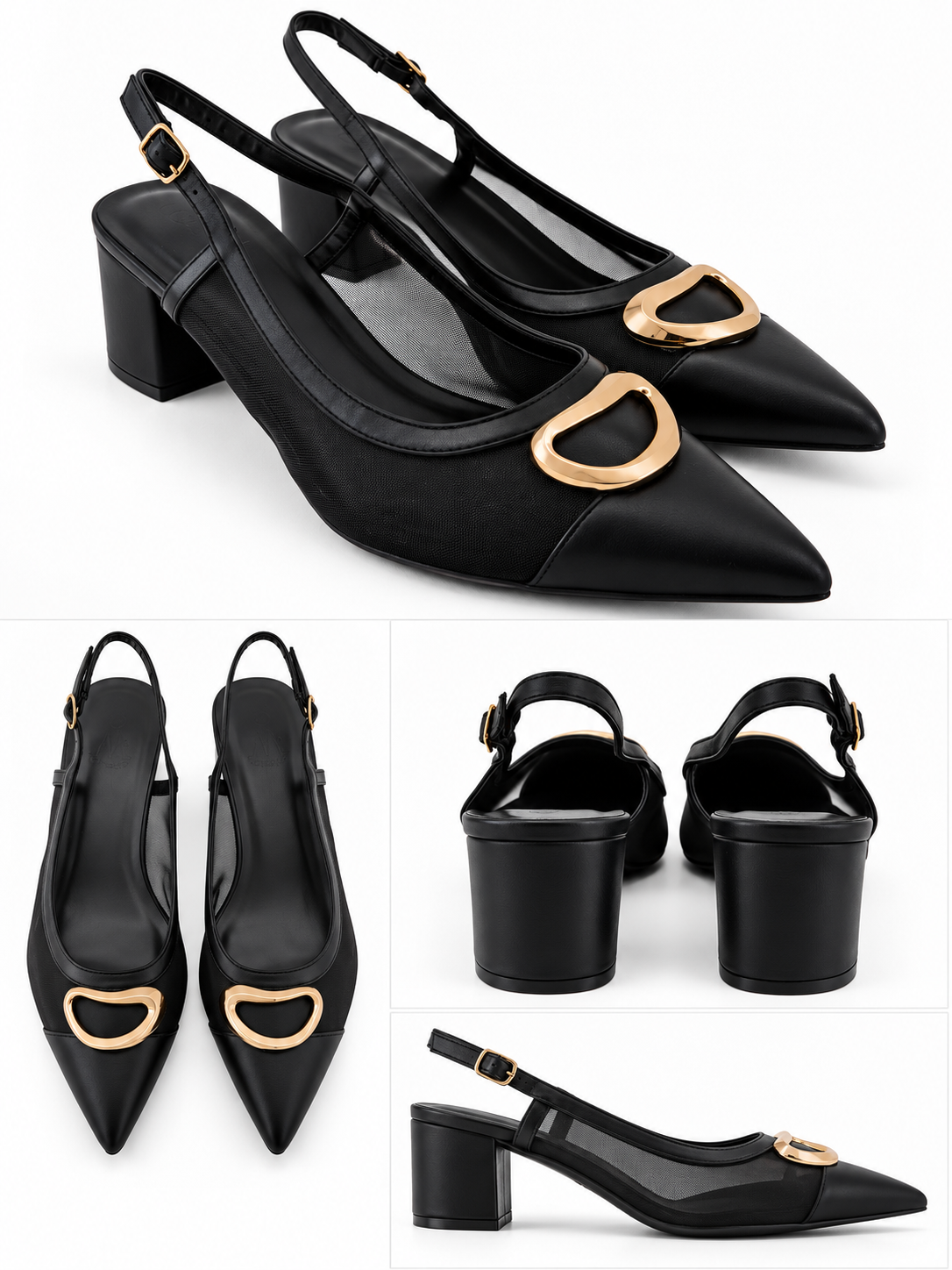Escarpins Slingback Élégance - Noir & Doré | Grandes
Pointures 41 à 44.